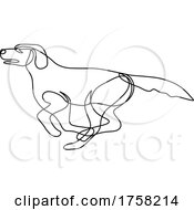 Poster, Art Print Of Labrador Retriever Dog Running Side View Continuous Line Drawing