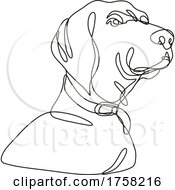 Poster, Art Print Of Labrador Retriever Dog Head Looking Up Continuous Line Drawing