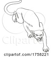 Poster, Art Print Of Black Panther Crouching Ready To Attack Continuous Line Drawing