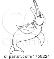 Poster, Art Print Of Amazon River Dolphin Or Boto Inia Geoffrensis Continuous Line Drawing