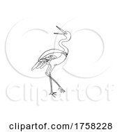 Poster, Art Print Of Crane Side View Continuous Line Drawing