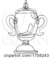 Poster, Art Print Of Championship Cup Or Champion Trophy Front View Continuous Line Drawing