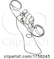 Hand Holding A Vintage Telephone Continuous Line Drawing