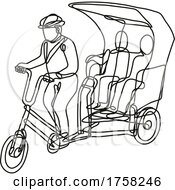 Poster, Art Print Of Toktok Tok Tok Or 3 Wheel Tricycle Bike Continuous Line Drawing