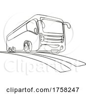 Poster, Art Print Of Tourist Coach Or Shuttle Bus Low Angle View Continuous Line Drawing