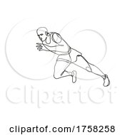 Poster, Art Print Of Track And Field Athlete Running Start Continuous Line Drawing