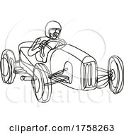 Poster, Art Print Of Vintage Race Car Driver Continuous Line Drawing