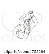 Poster, Art Print Of Policeman Or Police Officer Striking With Baton Or Nightstick Police Brutality Continuous Line Drawing