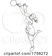 Netball Player Rebounding And Catching The Ball Continuous Line Drawing