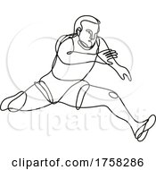 Poster, Art Print Of Track And Field Athlete Jumping Hurdle Continuous Line Drawing