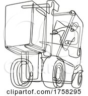 Poster, Art Print Of Forklift Operator Driving A Forklift Truck Continuous Line Drawing