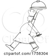 Poster, Art Print Of Chef Cook Or Baker Serving A Food Platter Side View Continuous Line Drawing