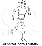 Poster, Art Print Of Female Marathon Runner Running Continuous Line Drawing