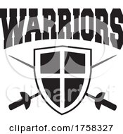 Poster, Art Print Of Warriors Text Over A Shield And Crossed Swords