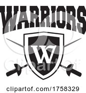 Poster, Art Print Of Warriors Text Over A W Shield And Crossed Swords