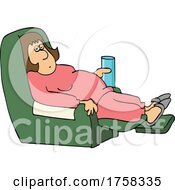 Cartoon Lady In A Recliner And Holding A Water Glass