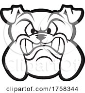 Poster, Art Print Of Black And White Growling Bulldog Mascot Head