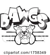 Poster, Art Print Of Black And White Growling Mascot Head Under Dawgs Text
