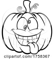 Poster, Art Print Of Black And White Cartoon Goofy Halloween Pumpkin Jackolantern