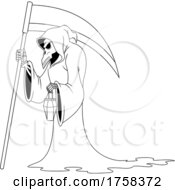 Poster, Art Print Of Black And White Cartoon Grim Reaper