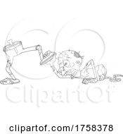 Poster, Art Print Of Black And White Cartoon Zombie Trying To Grab His Legs That Are Walking Away