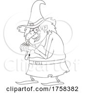 Black And White Cartoon Giggling Witch