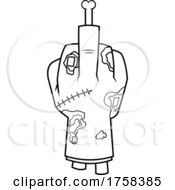 Poster, Art Print Of Black And White Cartoon Zombie Hand Holding Up A Middle Finger