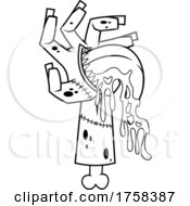 Poster, Art Print Of Black And White Cartoon Zombie Hand With A Tongue