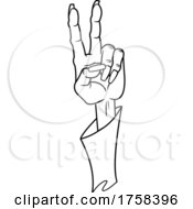 Black And White Cartoon Witch Hand Giving The Peace Hand Sign