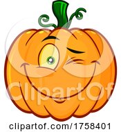 Cartoon Winking Halloween Pumpkin Jackolantern