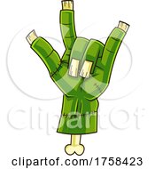 Cartoon Zombie Or Frankenstein Hand Gesturing The Rock And Roll Sign Of The Horns