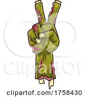 Cartoon Zombie Hand Gesturing A V Peace Victory Sign by Hit Toon