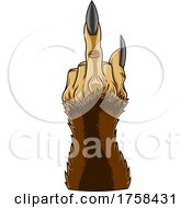 Cartoon Werewolf Paw Or Hand Giving The Middle Finger
