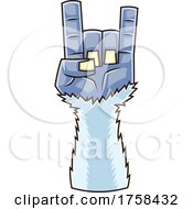 Cartoon Yeti Hand Giving The Rock And Roll Sign Of The Horns