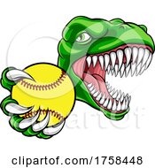 Poster, Art Print Of Dinosaur Baseball Player Animal Sports Mascot