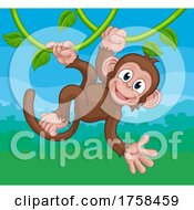 Monkey Singing On Jungle Vines Waving Cartoon