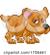 Poster, Art Print Of Pet Dog Pixel Art Retro Video Game Animal Cartoon