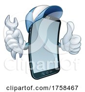 Poster, Art Print Of Mobile Phone Repair Spanner Thumbs Up Cartoon
