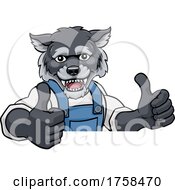 Poster, Art Print Of Wolf Mascot Plumber Mechanic Handyman Worker