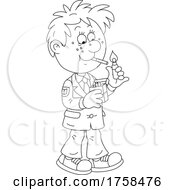 Cartoon Male Smoker Lighting A Cigarette