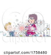 Poster, Art Print Of Teacher And Student With An Exploding Science Experiment