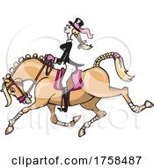 Cartoon Female Equestrian On Her Horse by Dennis Holmes Designs