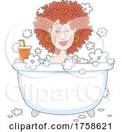 Poster, Art Print Of Woman Taking A Bath With A Beverage