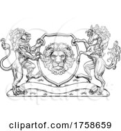 Poster, Art Print Of Coat Of Arms Horse Lions Crest Shield Family Seal