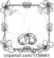 Poster, Art Print Of Plumeria Tropical Flower Wedding Band Rings Invite