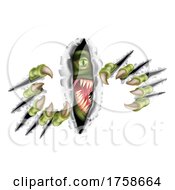 Monster With Talon Claw Tearing A Rip Through Wall by AtStockIllustration