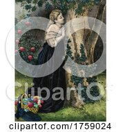 Poster, Art Print Of Young Lady Waiting In A Garden
