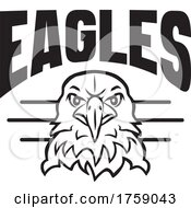 American Bald Eagle Mascot Under EAGLES Text by Johnny Sajem