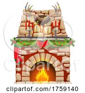 Poster, Art Print Of Christmas Fireplace