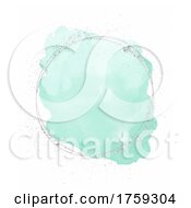 Poster, Art Print Of Green And Silver Watercolor Design On A White Background